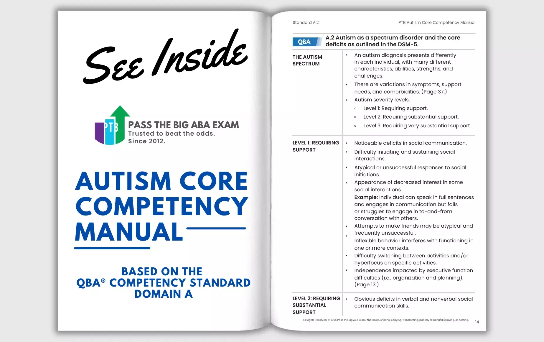 Get a sneak peak into the 6th Edition PTB ABA Exam Study Manual, featuring more than 100 additional pages of essential new content, along with striking visuals that emphasize key details like hints, exam tips, ethical considerations, acronyms, and more. Structured for optimal usability, the “other White Book” contextualizes complex concepts with situational and relatable examples, salient visuals, and detailed explanations. Get a sneak peak into the 6th Edition PTB ABA Exam Study Manual, featuring more than 100 additional pages of essential new content, along with striking visuals that emphasize key details like hints, exam tips, ethical considerations, acronyms, and more. Structured for optimal usability, the “other White Book” contextualizes complex concepts with situational and relatable examples, salient visuals, and detailed explanations.